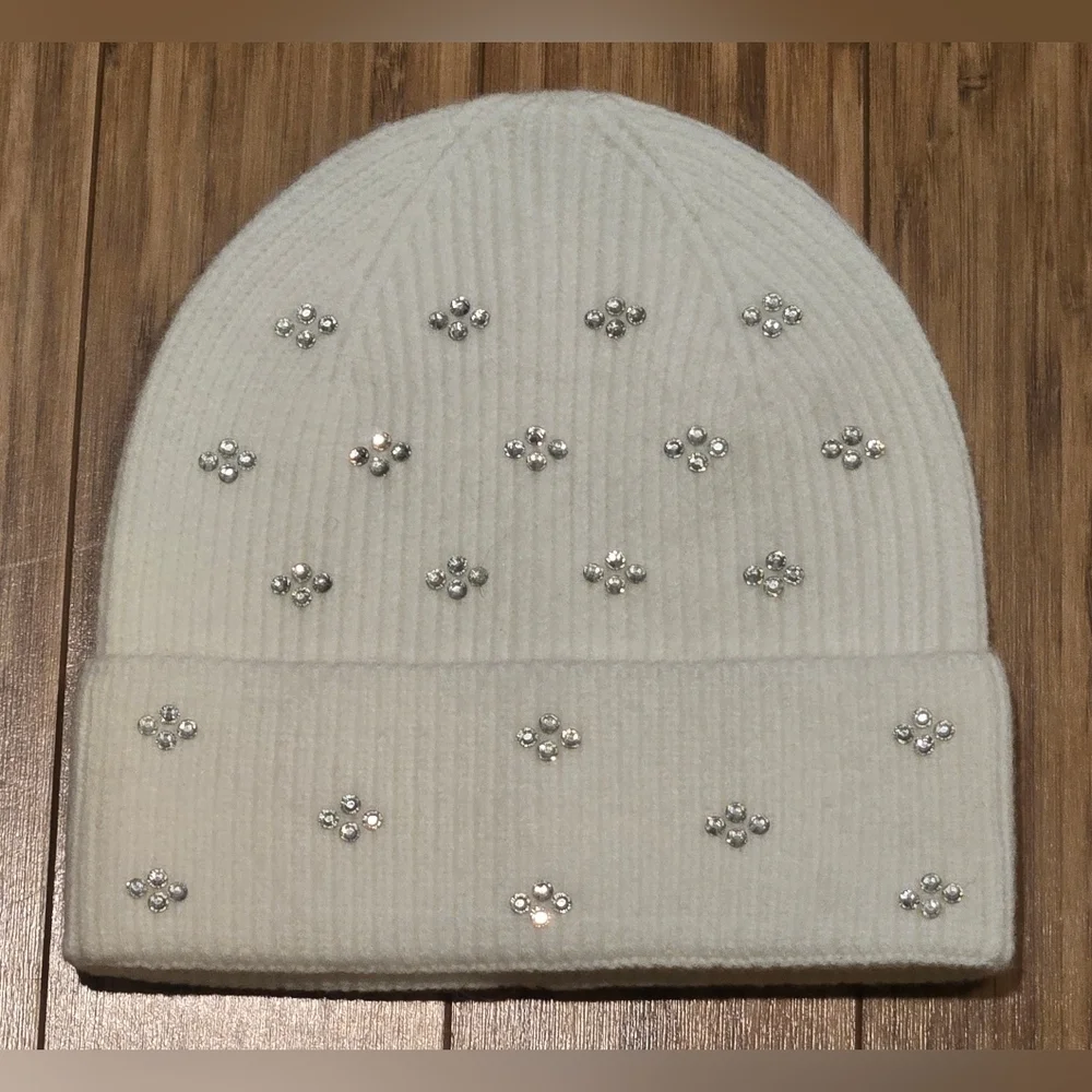 Lucky Zone White Beanie with Silver Accents
